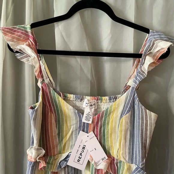 NWT For the republic Rainbow Striped Maxi Dress size medium - Picture 2 of 6